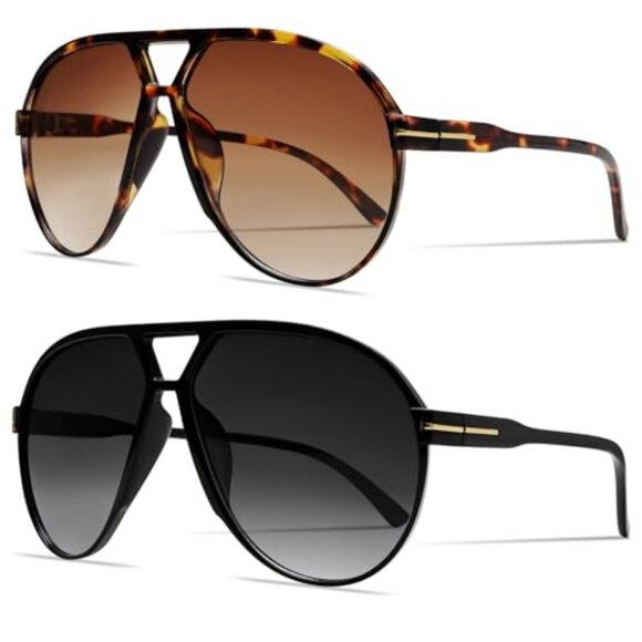 Retro Aviator Sunglasses Oversized Classic Vintage Trendy Square Frames